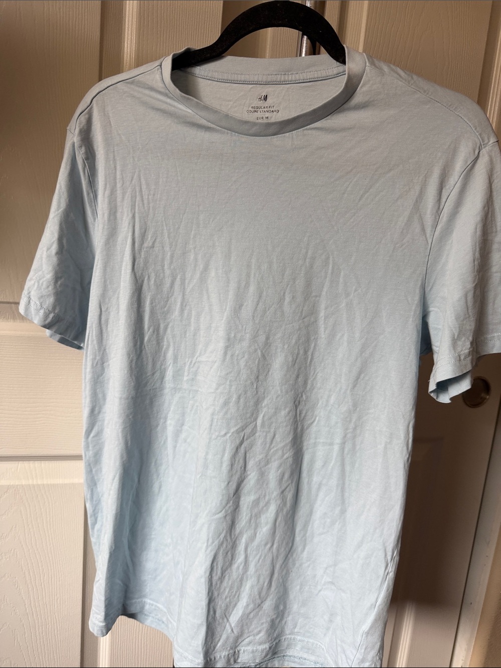 H&M Men's Light Blue Short Sleeve Crew Neck Tee
